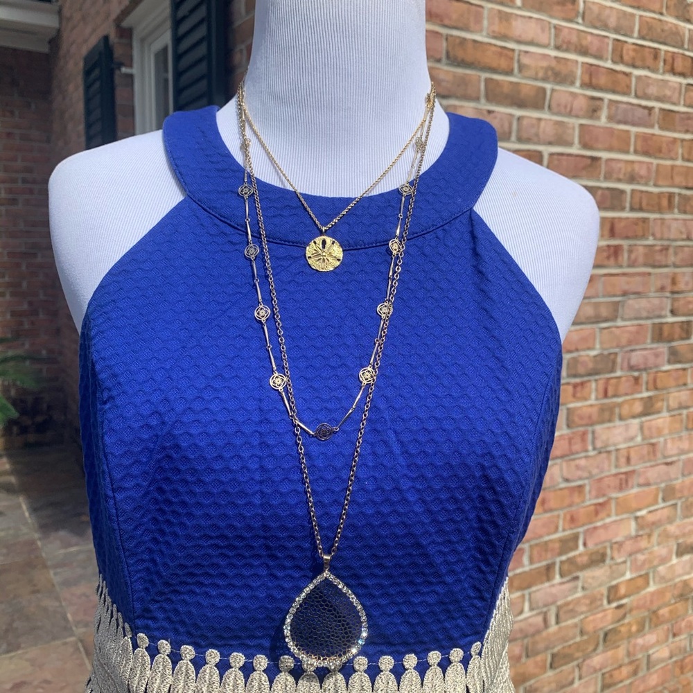 Lilly Pulitzer Gold Embroidered Dress 2 - Picture 2 of 9